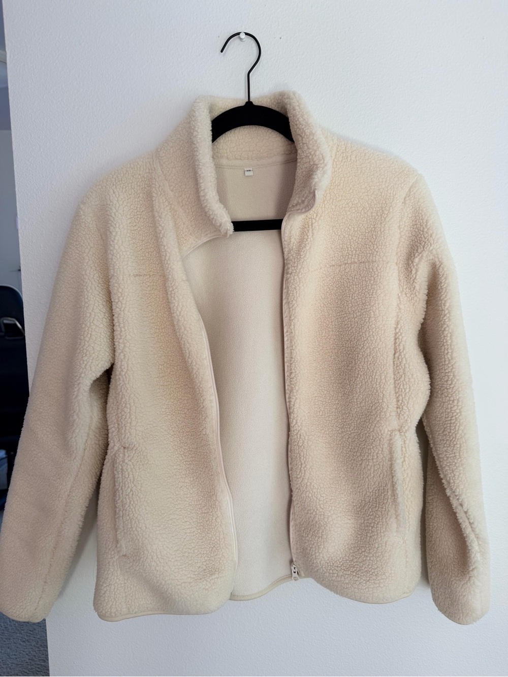 Muji Cream Teddy Sherpa Zip Jacket